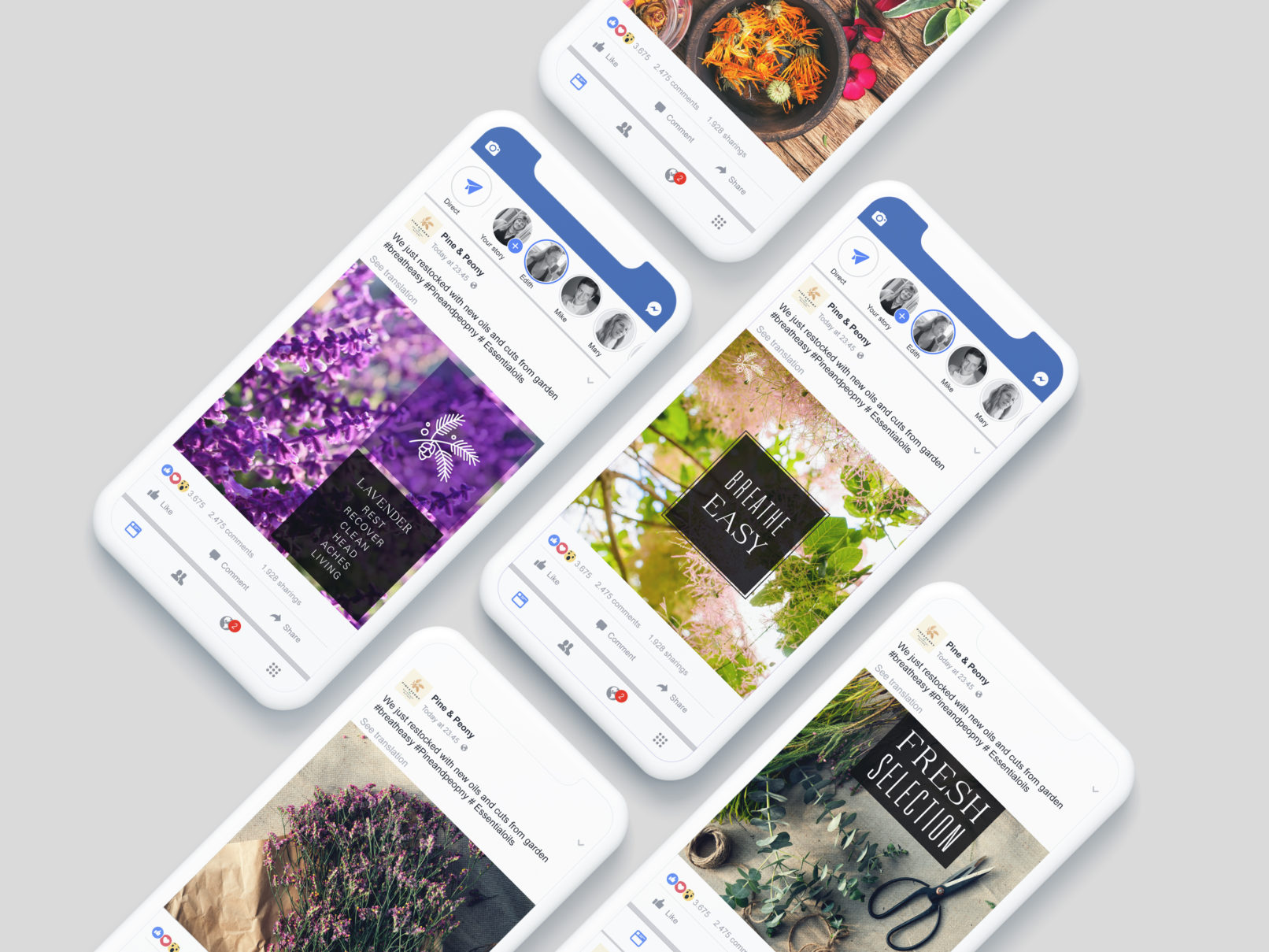 Facebook post designs by Mattie Wells